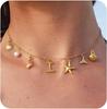 New Surfer Girl Necklace Beach Jewelry Initial Necklace for Girlfriend Seashell Letter Choker Starfish Accessories