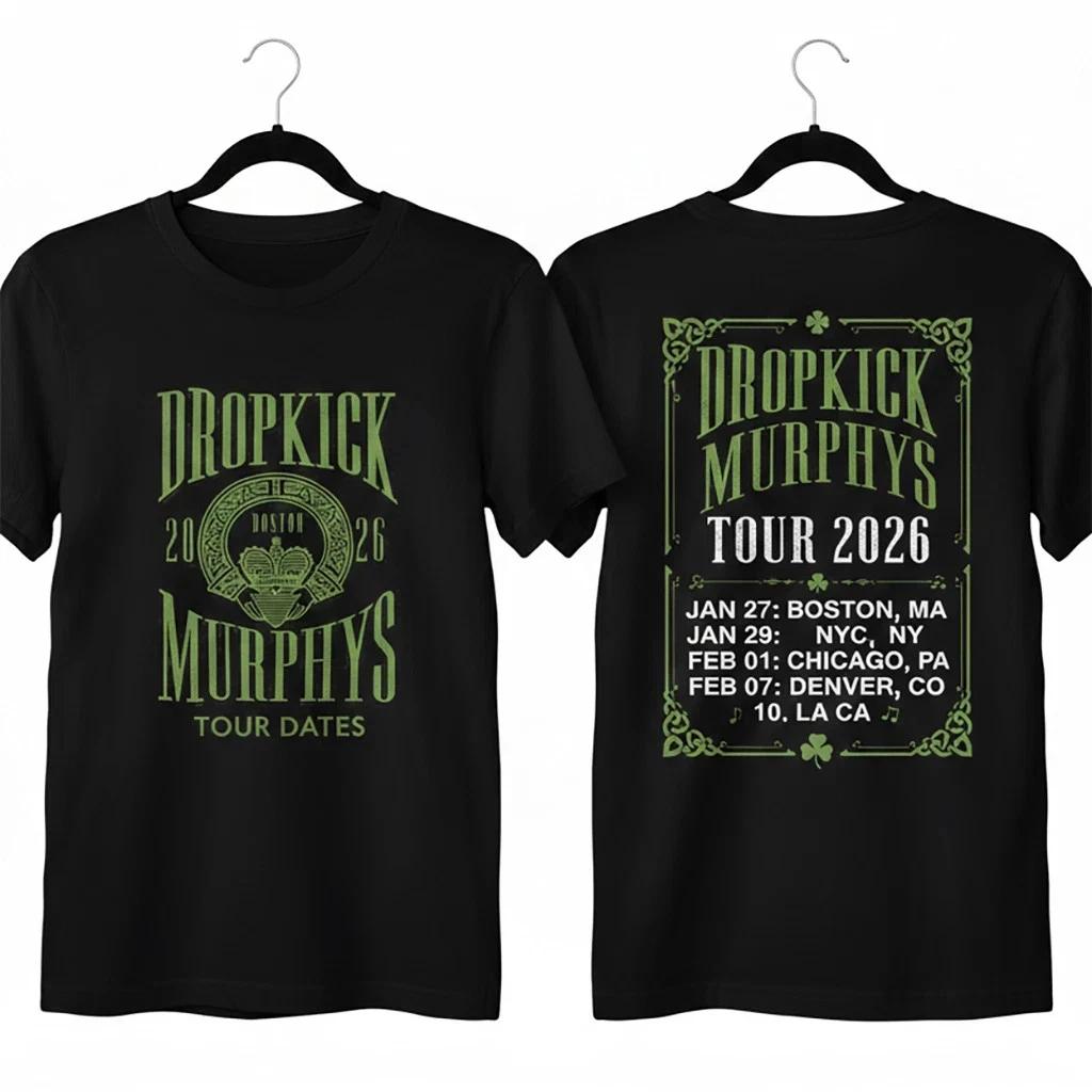

Dropkick Murphy R2026 Февраль 2026 St. Футболка для тура на День Святого Патрика Подарок фанату Футболка Повседневная Уличная Футболки с принтами для фанатов Мужские Футболки... S разноцветный