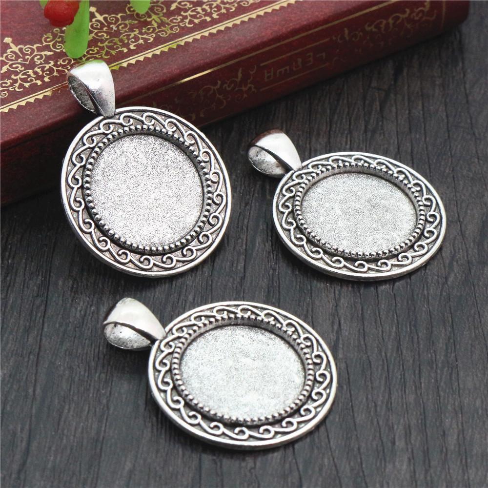 10pcs 18mm Inner Size Alloy Pendant Cabochons Blank Base Setting Bezel Tray DIY Jewelry Making Accessories Findings for Necklace