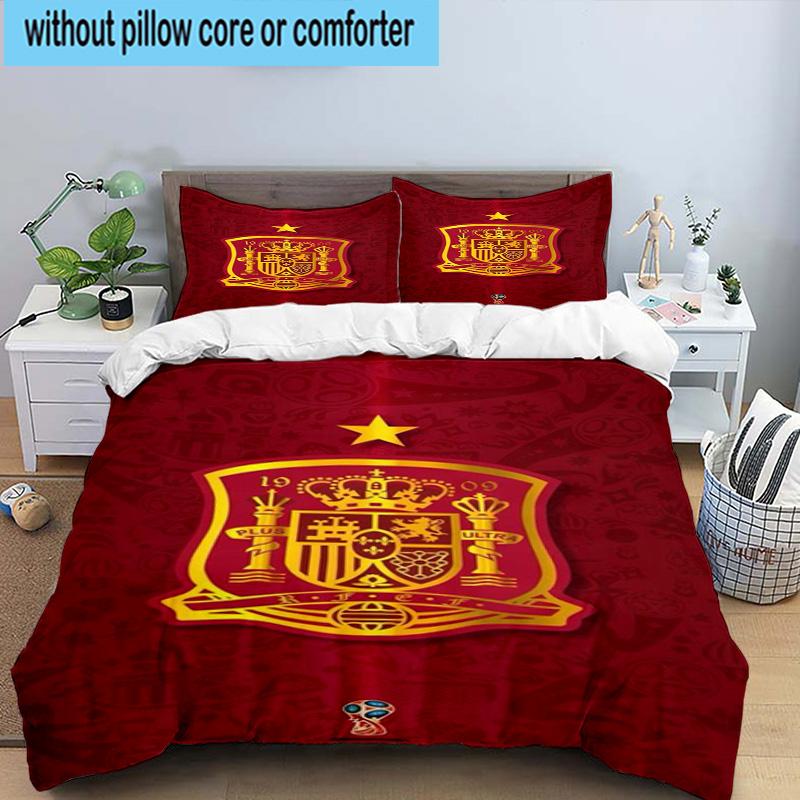 3PCS Spain Football Crest 3pcs Bedding,Including 3PCS Duvet Cover And 2pcs Pillowcases Perfect for Christmas,Ideal for Bedroom, Dormitory