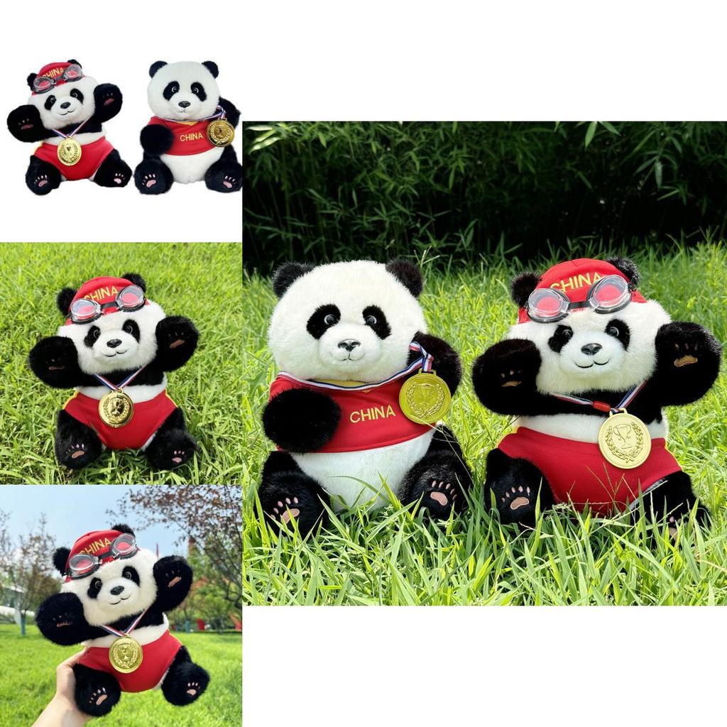 Entzückendes Champion Panda Plüschtier Realistisches Kuscheltier Weicher Plüsch 30cm