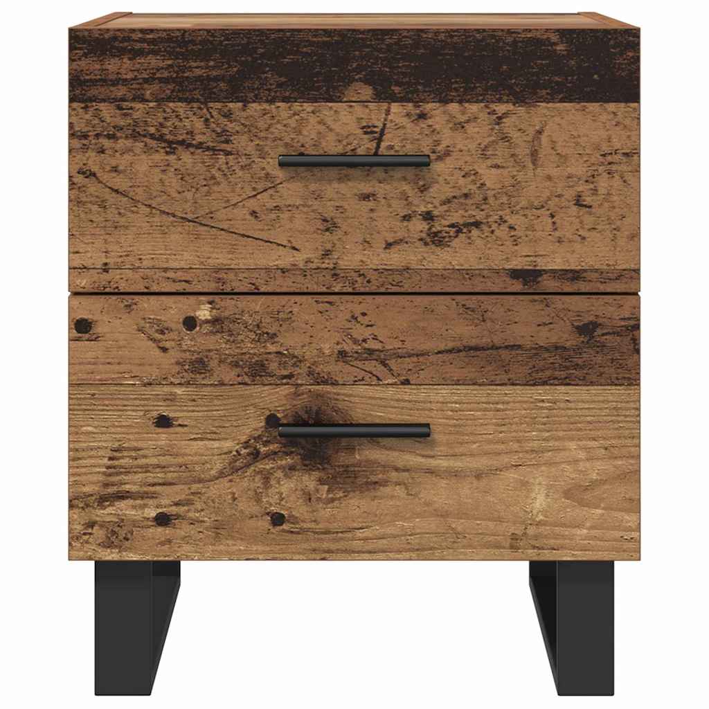 Nightstand Set of 2 Reclaimed Wood & Black 40 X 35 X 47.5 Cm