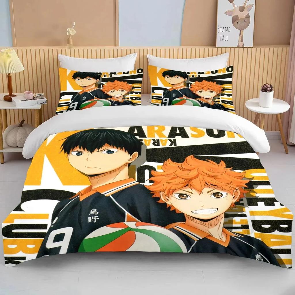 New 3d Haikyuu Bedding Sets Cartoon Quilt Bed Cover Anime Duvet Cover Pillow Case Sets Adult Children Bedding Sets Home Textiles