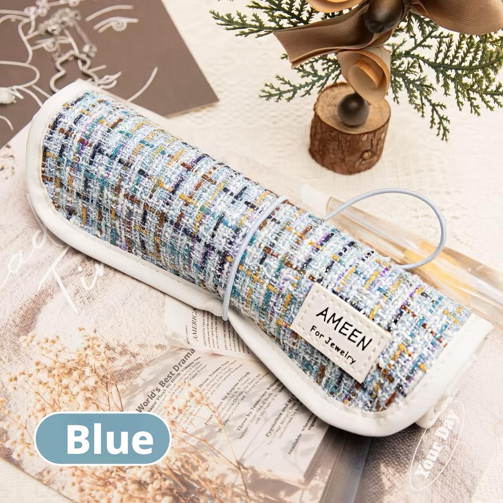 Faltbare Reise-Schmuckaufbewahrungsbox Mehrschichtig Reißverschluss Schmucketui Organizer Roll-Stil Faltbare Schmucktasche