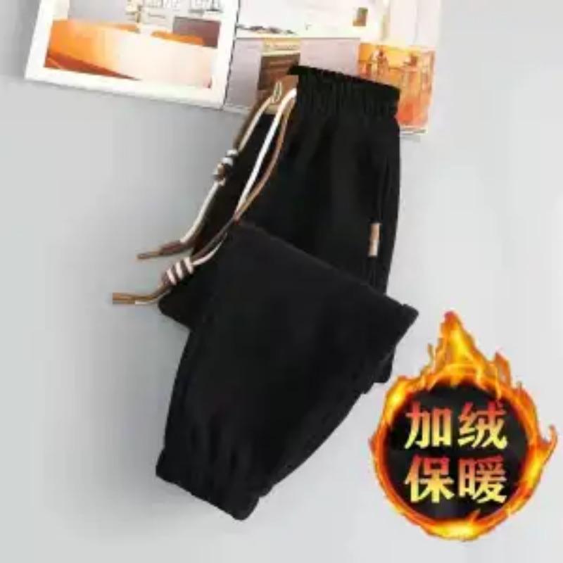 

Вельветовые Осенне-Зимние Новые Утепленные Корейские Свободные Повседневные Прямые Широкие Брюки-Шаровары на Завязках 4XL чёрный