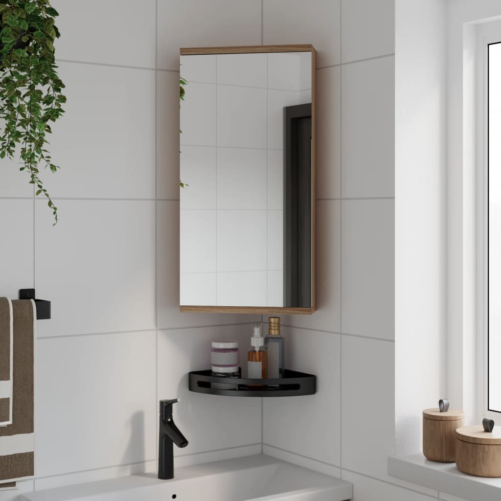 Corner Mirror Cabinet Oak Effect 30 x 24 x 60 cm