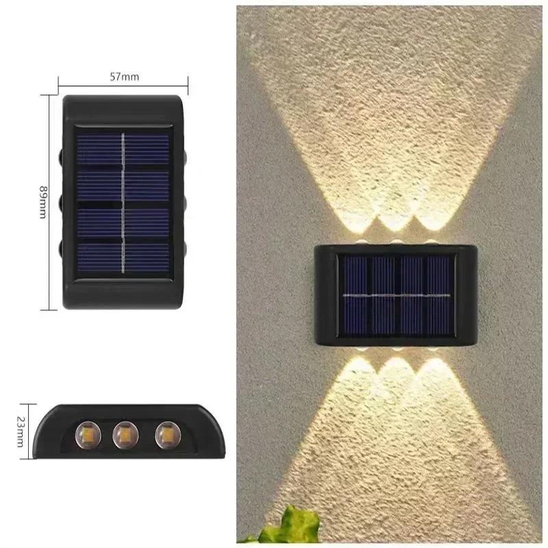 Solar Wall Lamp Outdoor Waterproof Solar Lights Up And Down Convex lens Lighting For Garden Street Landscape Balcony Outdoor Dec