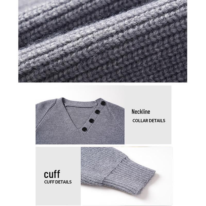 SNOOPY Men's Loose Thick V-Neck Knit Scarf Collar Sweater