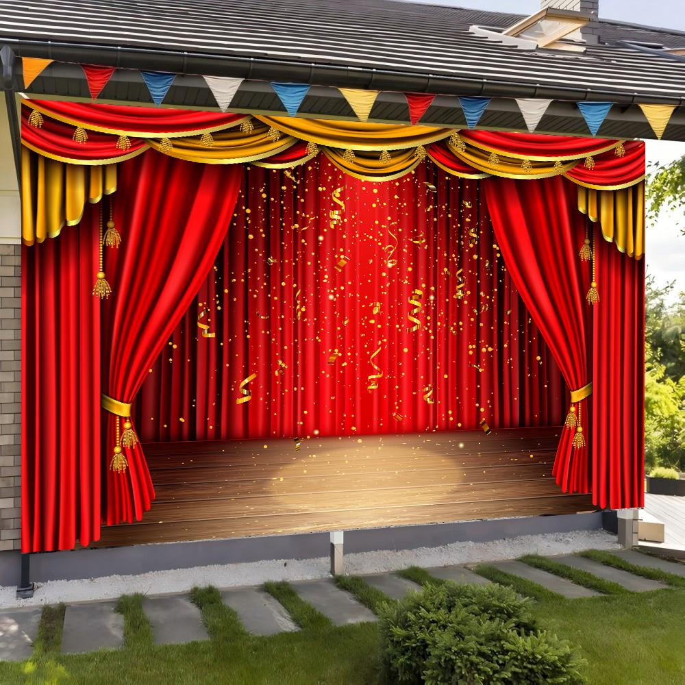 Czerwona kurtyna teatralna, tło imprezowe, światło sceniczne, sklep, urodziny, ślub, fotografia imprezowa, dekoracja tła, studio fotograficzne