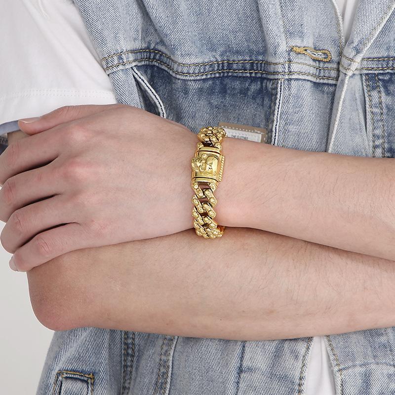 Potente Personalità Retro Europea e Americana Creativo Galvanizzato Multicolore Scheletro Acciaio Inossidabile Bracciale da Uomo