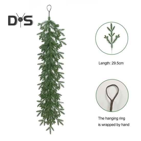 2 Pcs Artificial Pine Needle Garland Realistic Handmade Pine Branches Holiday Hanging Greenery Garland for Christmas Door Mantel Decor