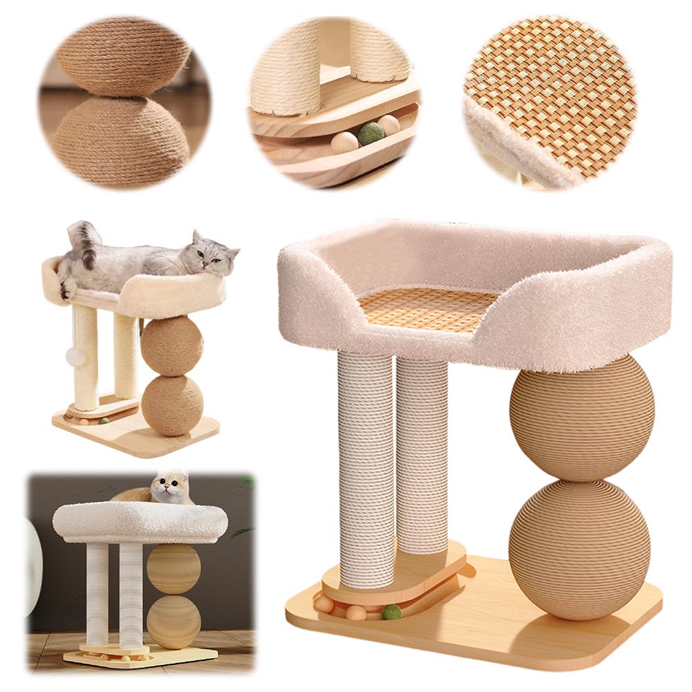 Cute Cat Climbing Frame with Sisal Ball Cat Jumping Platform Wear Resist Integrated Sisal Bed Pet Supplies Climbing Frame