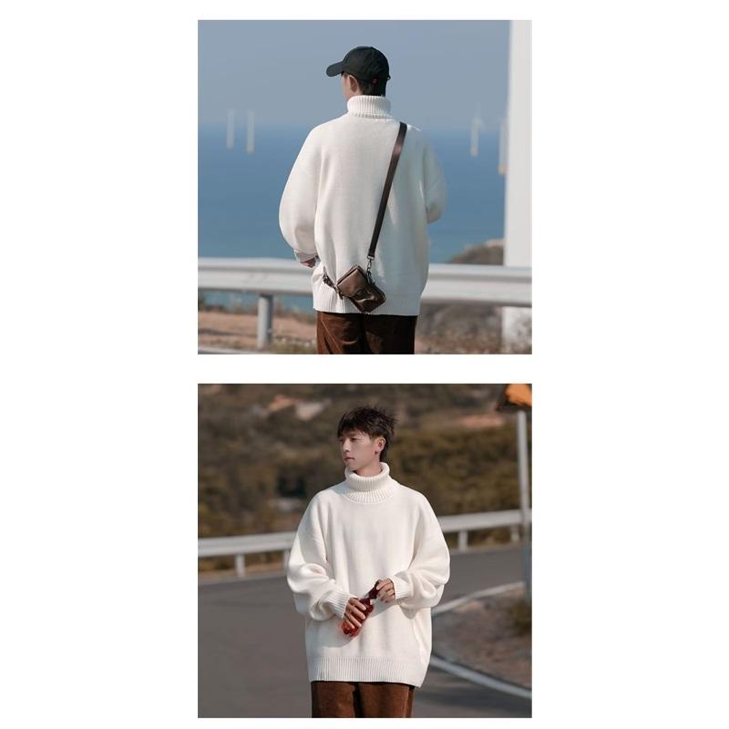 Oversized Turtleneck Knit Sweater For Men Warm Soft Daily Wear Jumper