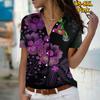 2025 Summer New Fashion Women's Animal Printed Short Sleeve V-neck Casual Button-down Shirt Top