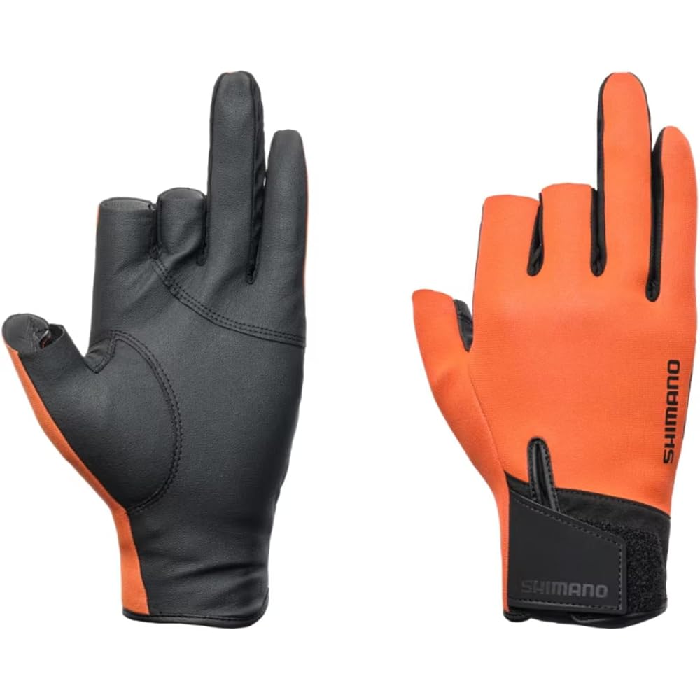 Shimano Titanium Alpha Gloves 3-Finger Cut Orange Size L