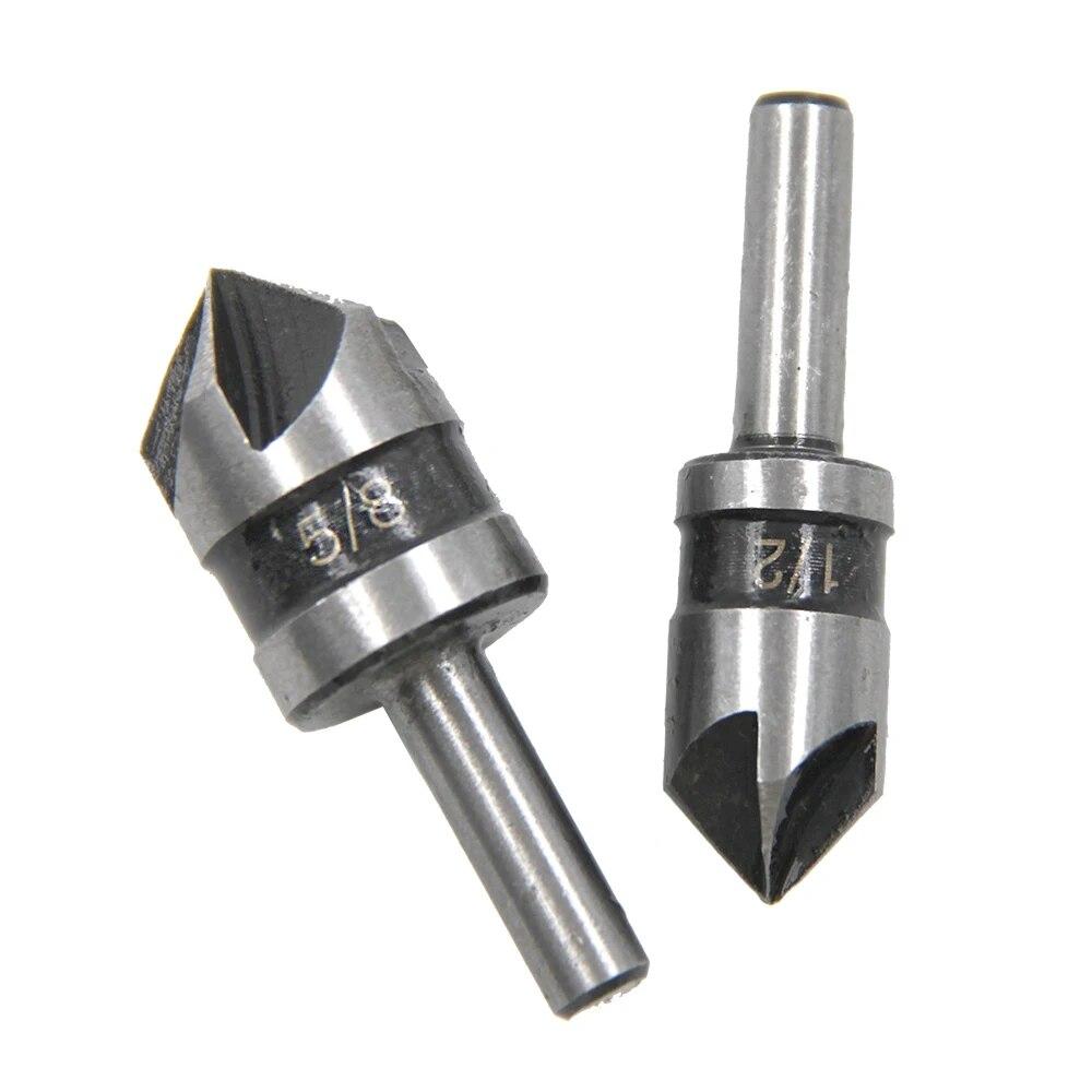 5pc 82 Degree Woodworking Five Edge Chamferer Guide Countersunk Countersink Drill Centering and Hole Opening Tool Set