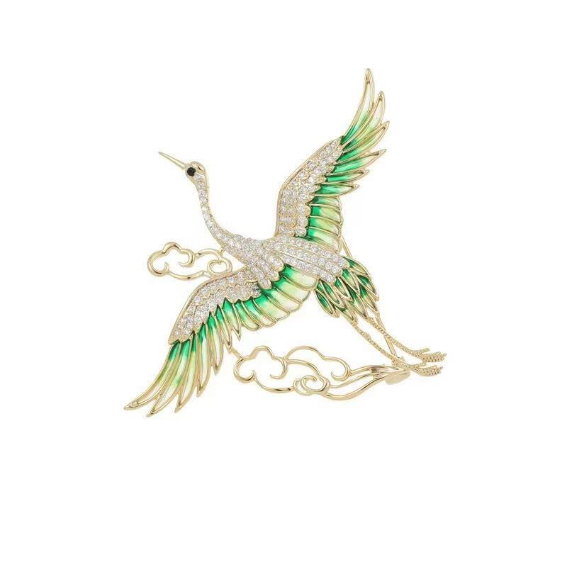 Vynikající brož jeřába pro štěstí Retro móda Elegantní špendlík Personalizované šperky Doplňky Party dárky