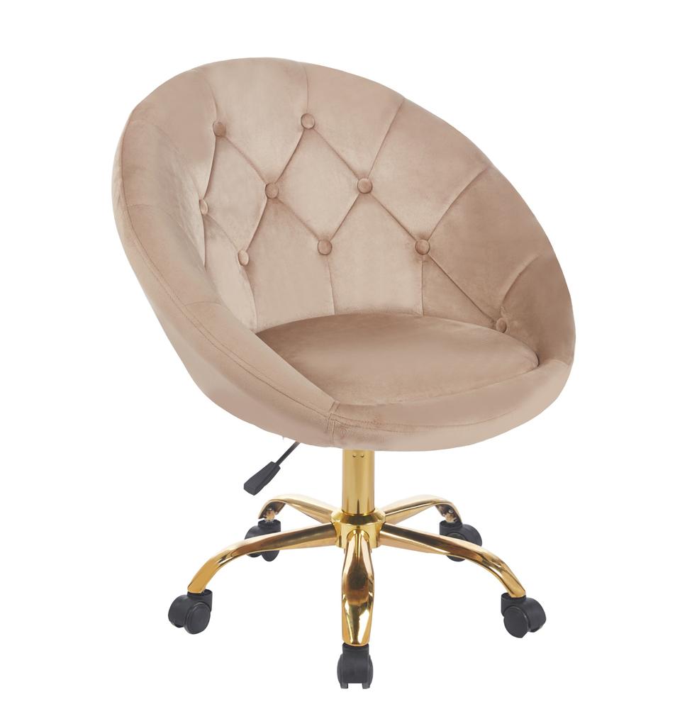 Sillón Elevable Elegante Giratorio Terciopelo Con Ruedas Rundo Beige Jumihome