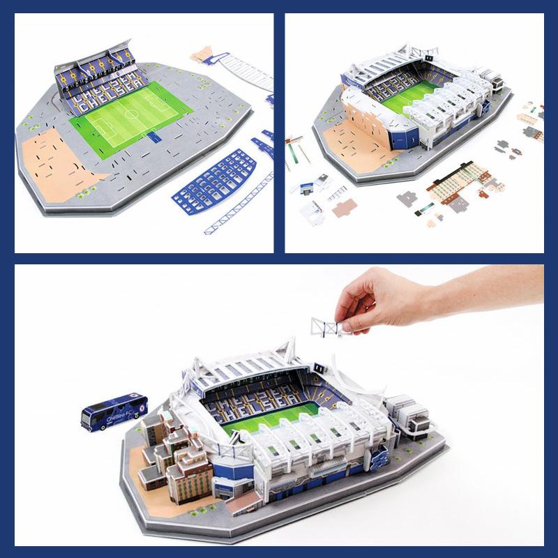Desktop Ornaments Football Field Model Fans Souvenir DIY Paper Puzzle Table Games 3D Building Stadium Assembly Simulation TMZ