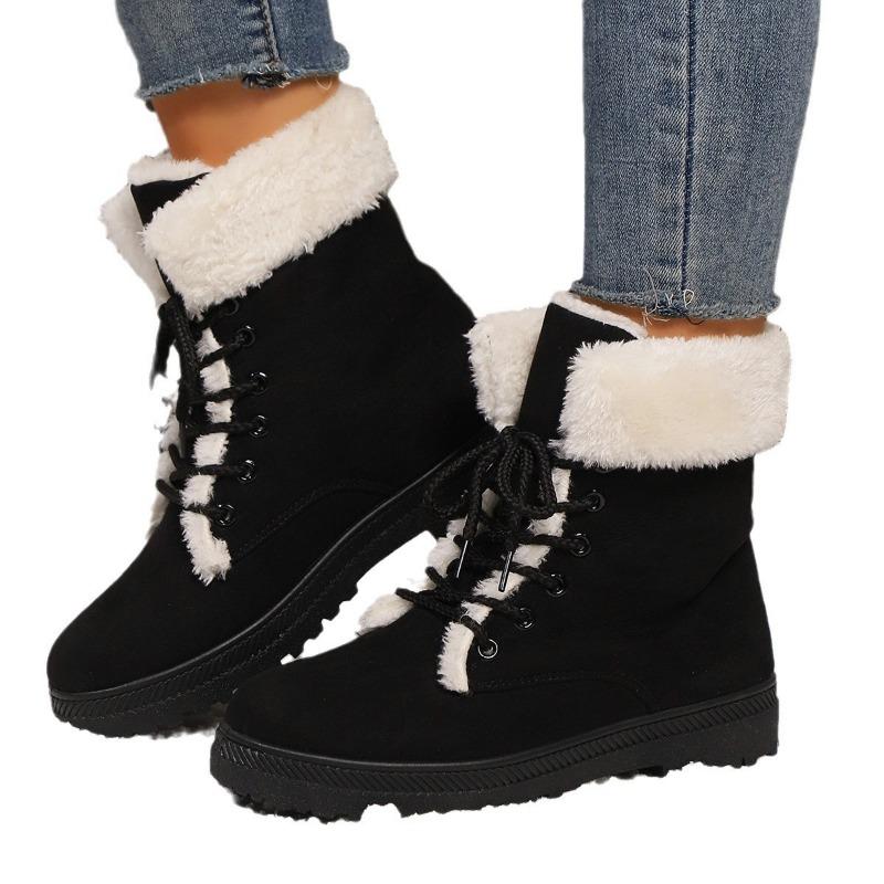 Snow boots winter new thick heel piled thickened strap large size 44 fluffy snow boots