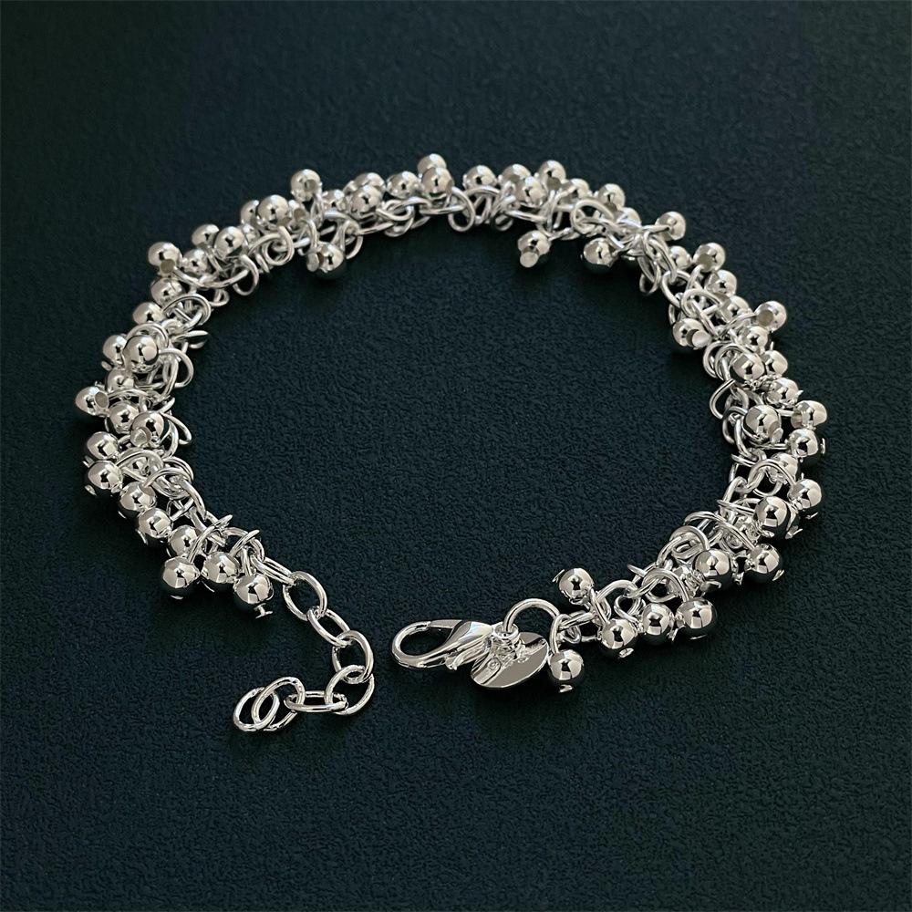 2026 Jewelry Silver Plated Button Grape Bead Bracelet