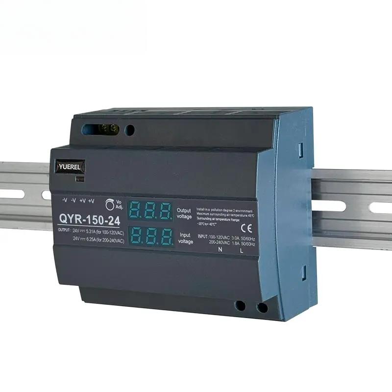 60W 100W 150W DIN Rail Switching Power Supply with Industrial Step Shaped AC-DC 12V 24V Digital Display for LED Light Strip