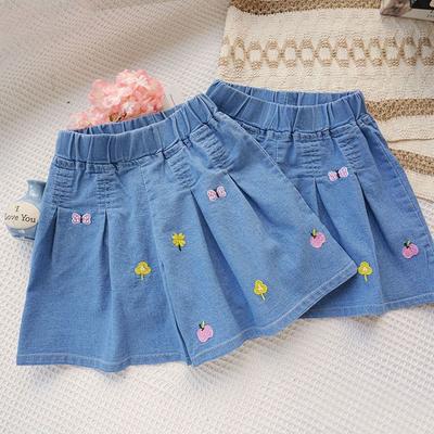 Girls' Summer Dress Short Skirt New Mid Size Children's Summer Girls' Jeans Skirt Thin Shorts