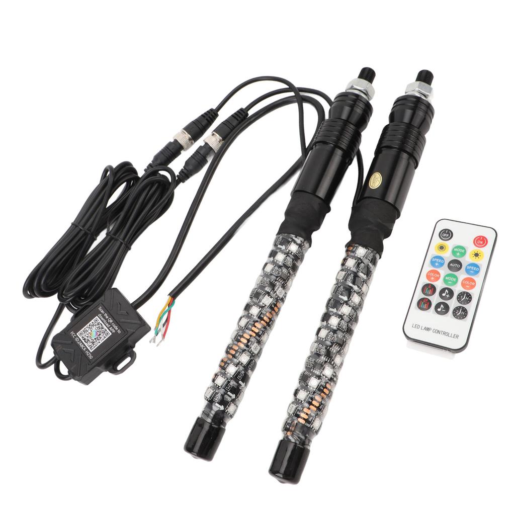 1ft LED Whip Light 20 Colors Waterproof Overload Protection Remote Control Flagpole Antenna Whips