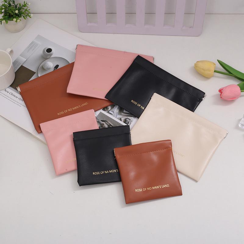 PU Spring Clip Bag: Auto-Closure Storage for Cables, Earphones & Coins