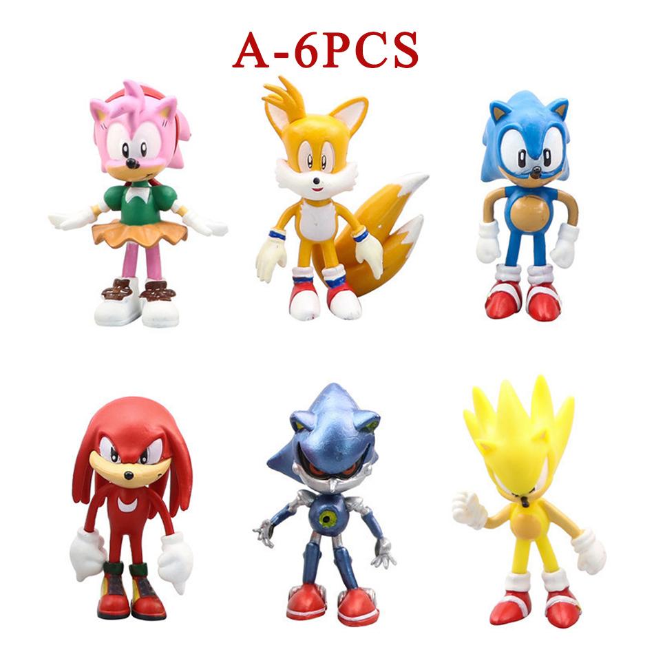 6-18Pcs Sonics Figure Tails Werehog Action Figures Knuckles Doll Dr. Eggman Cartoon Figurines Collectible Dolls  Hedgehog Toy