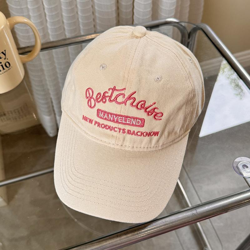 Women Pink Embroidery Baseball Cap Soft Cotton Snapback Sunshade Peaked Hat Female Girl JK Korean Y2K Outdoor Sport Visors Hats