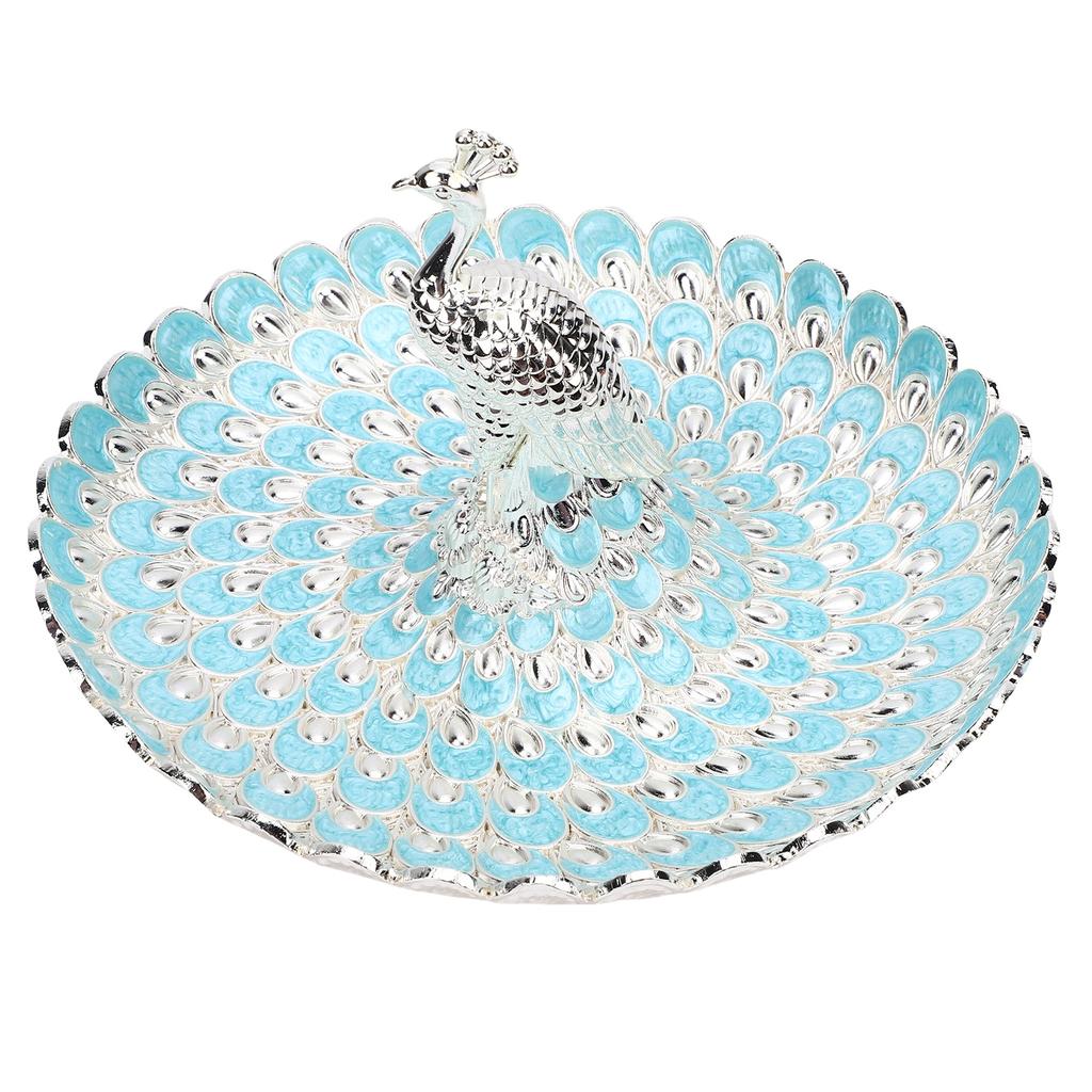 Peacock Fruit Tray Zinc Alloy Metal Peacock Plate for Bread Snacks Cakes   Candies