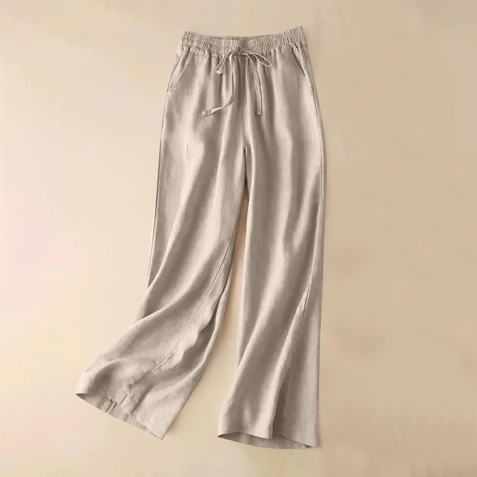 

Women s Straight Pants Fashion Casual Pants Nine Point Harlan Pants L бежевий