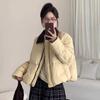 Winter white duck down jacket women's new loose short college style small corduroy lapel jacket