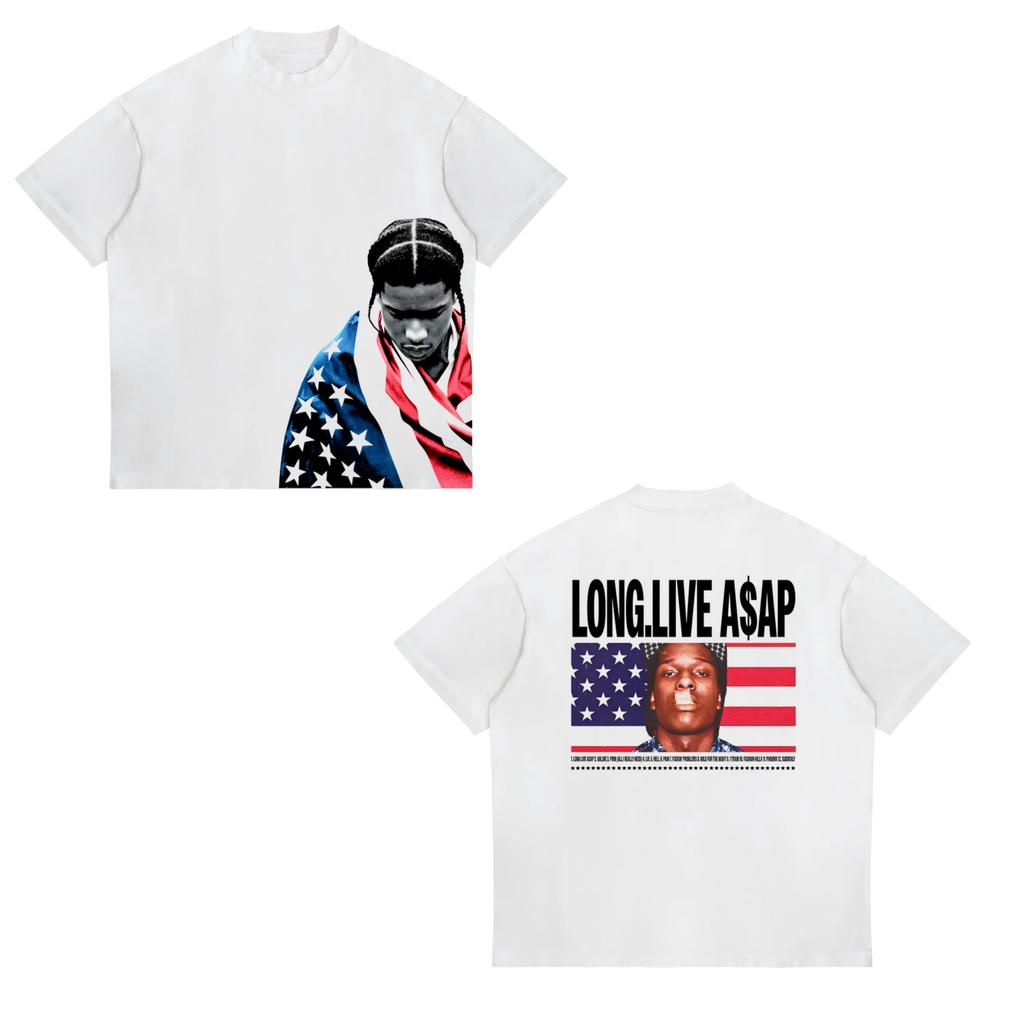 2026 Fashion New ASAP Rocki Short Sleeve Tshirt Pop Street Wear Unisexs and Womens Luxury Tshirt AAP Portrait Casual Havana