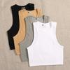 O-Ausschnitt Einfarbiges Crop-Top Damen Einfarbige Basic-T-Shirts Weste Nahtlos Streetwear Elastisches Gestrick Ärmellos Lässige Tanktops Damen