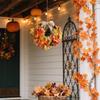 Autumn Door Hanger Wreath with Leaves Berries and a Lotus Pod Artificial Fall Thanksgiving Wreath for Harvest Festival Fireplace