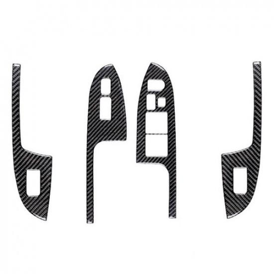 4Pcs Carbon Fiber Window Lift Switch Cover Trim Fits Honda Accord Sedan 2003-07