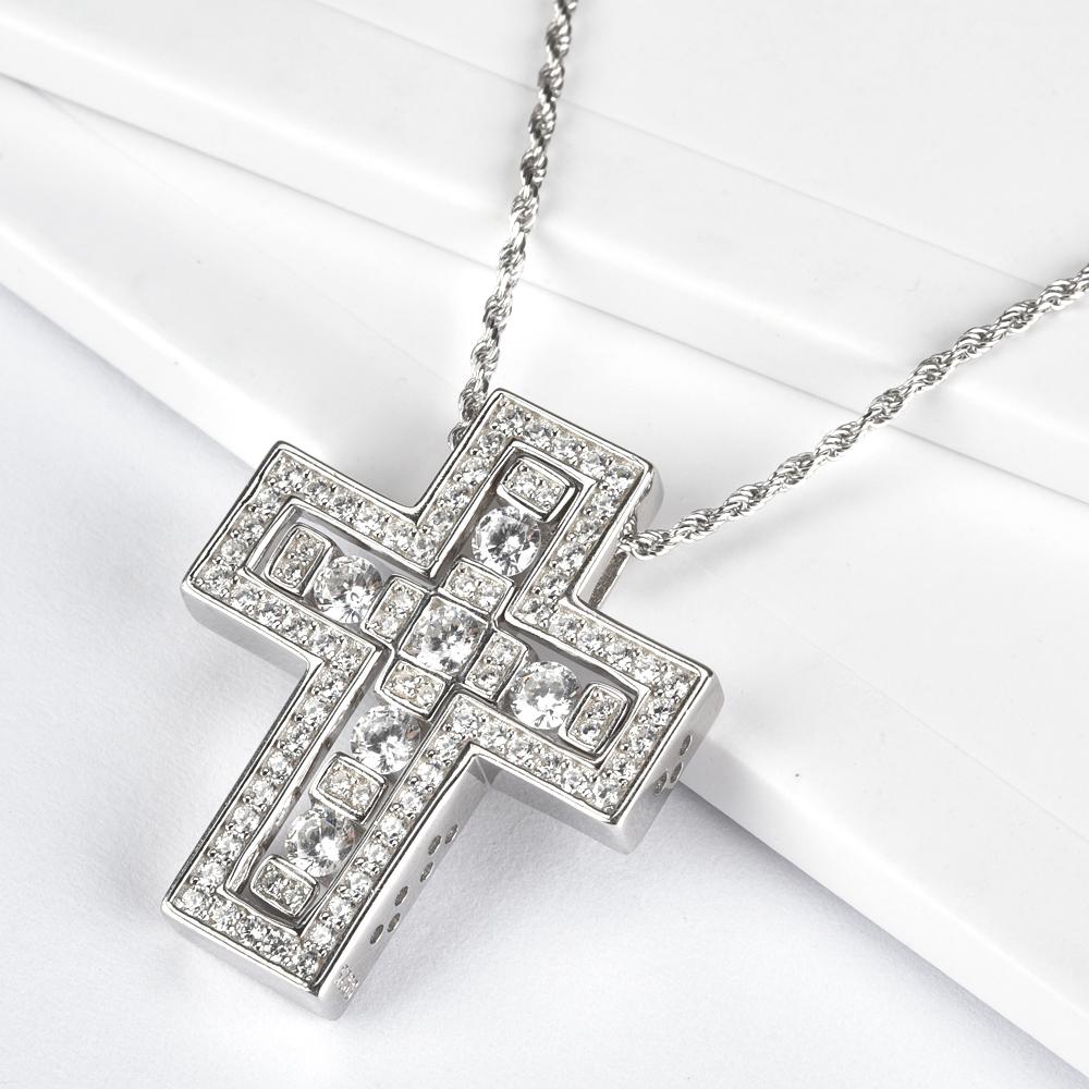 

Sterling Silve Big Double Cross Pendant Long Chain Neckalce 2021 Korea Women High Quality D Twist Chain Jewelry Gift