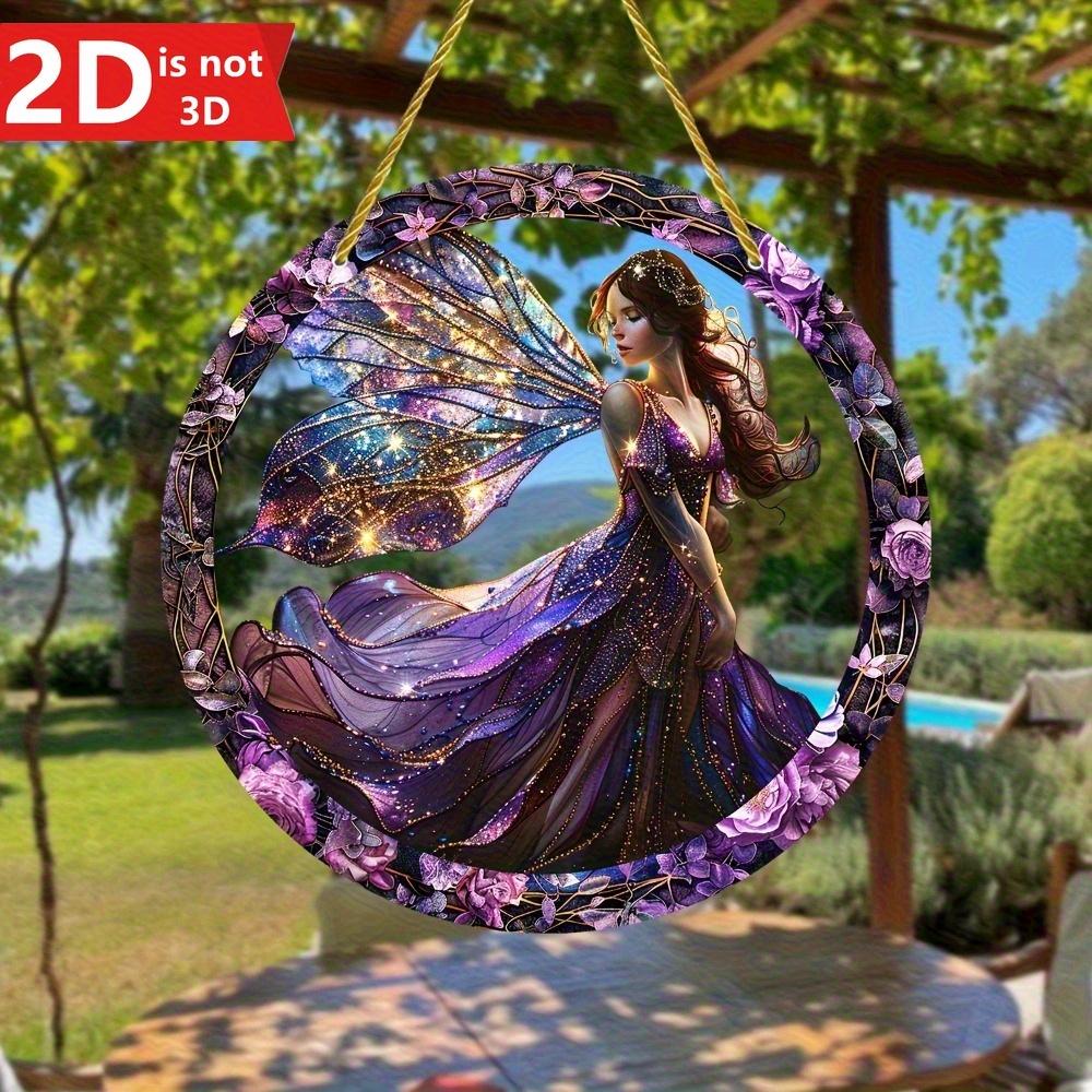 Bohemian Elf Sun Catcher. Stained glass plaque with fairy design for garden, home & room decor.