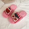 Thick-bottomed Cute Cherry Premium Fluffy Slippers for Women To Wear 2025 Autumn and Winter New Velvet One-word Fluffy Slippers for Women
