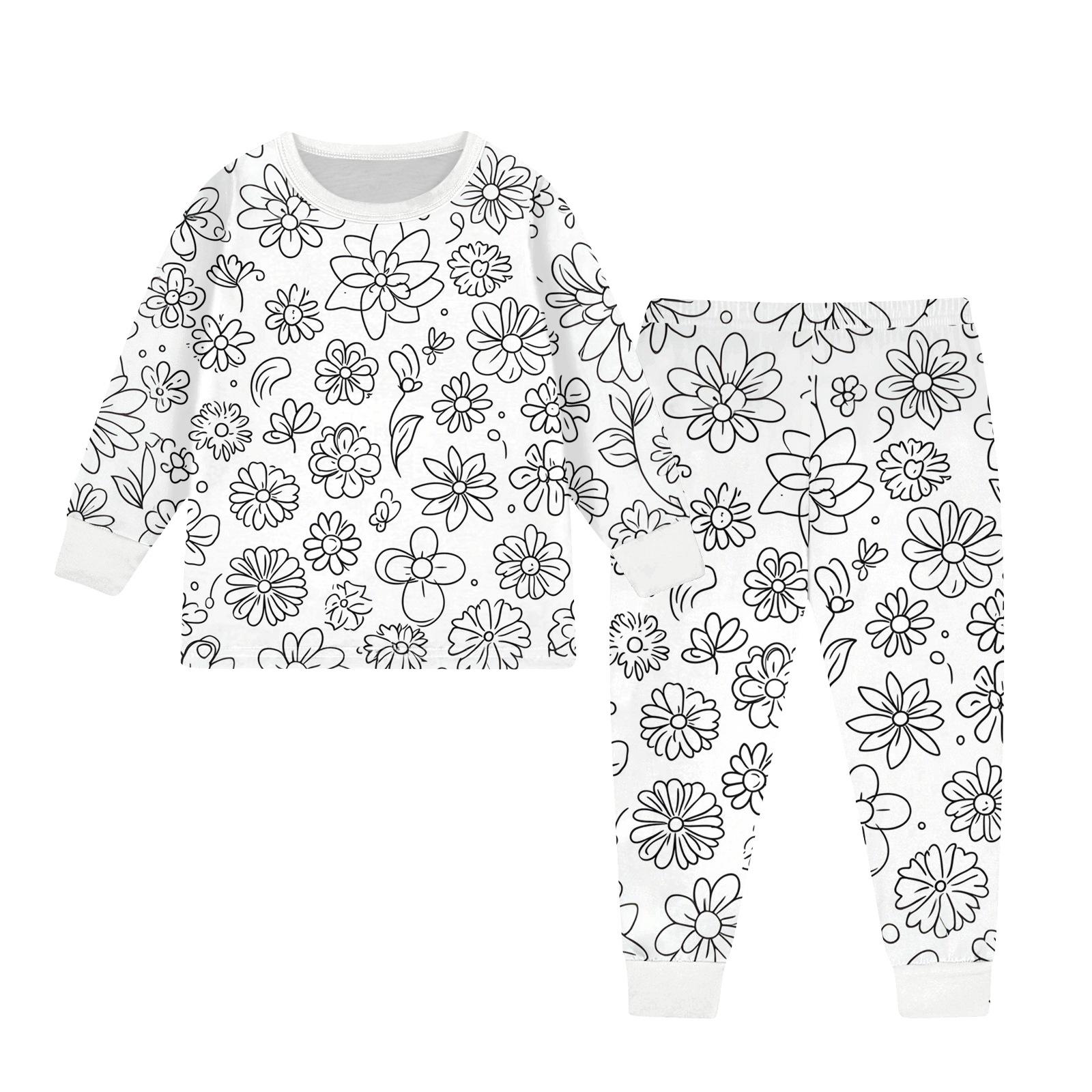 

Kids Colorable Pants Set Boys Girls Funny DIY Hand Painted 2 Piece Outfits Cartoon Coloring Clothing Sets 160