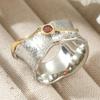 Vintage Inlaid Red CZ Women's Ring Ancient Two Color Hand Carving Daily Wear Party Jewelry Anniversary Gift
