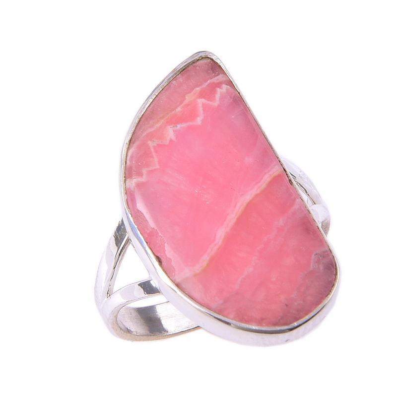 Natural Rhodochrosite Gemstone Handmade 925 Solid Sterling Silver Ring S.8 L6v45