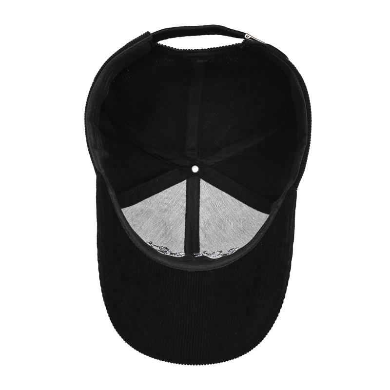 Number embroidery vintage corduroy solid-color baseball cap, unisex fashionable outdoor casual hard-top curved brim baseball hat