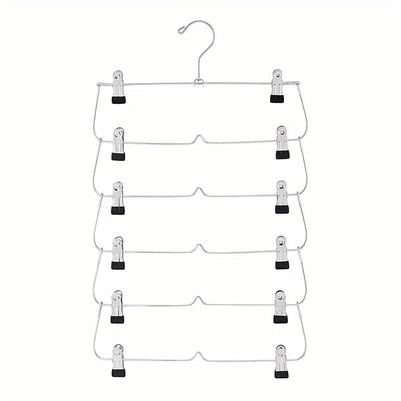 Skirt Hanges Space Saving, Pants Hangers with Clips 6 Tier,Closet Organizers and Storager,Clothes Hanger Space Saver