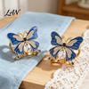 Rhinestone Scarf Ring Enamel Butterfly Ring, Sparkling Slide Shape Clip Retro Elegant Wrap Holder for Women Neckerchiefs Scarves Shirts Vintage Style