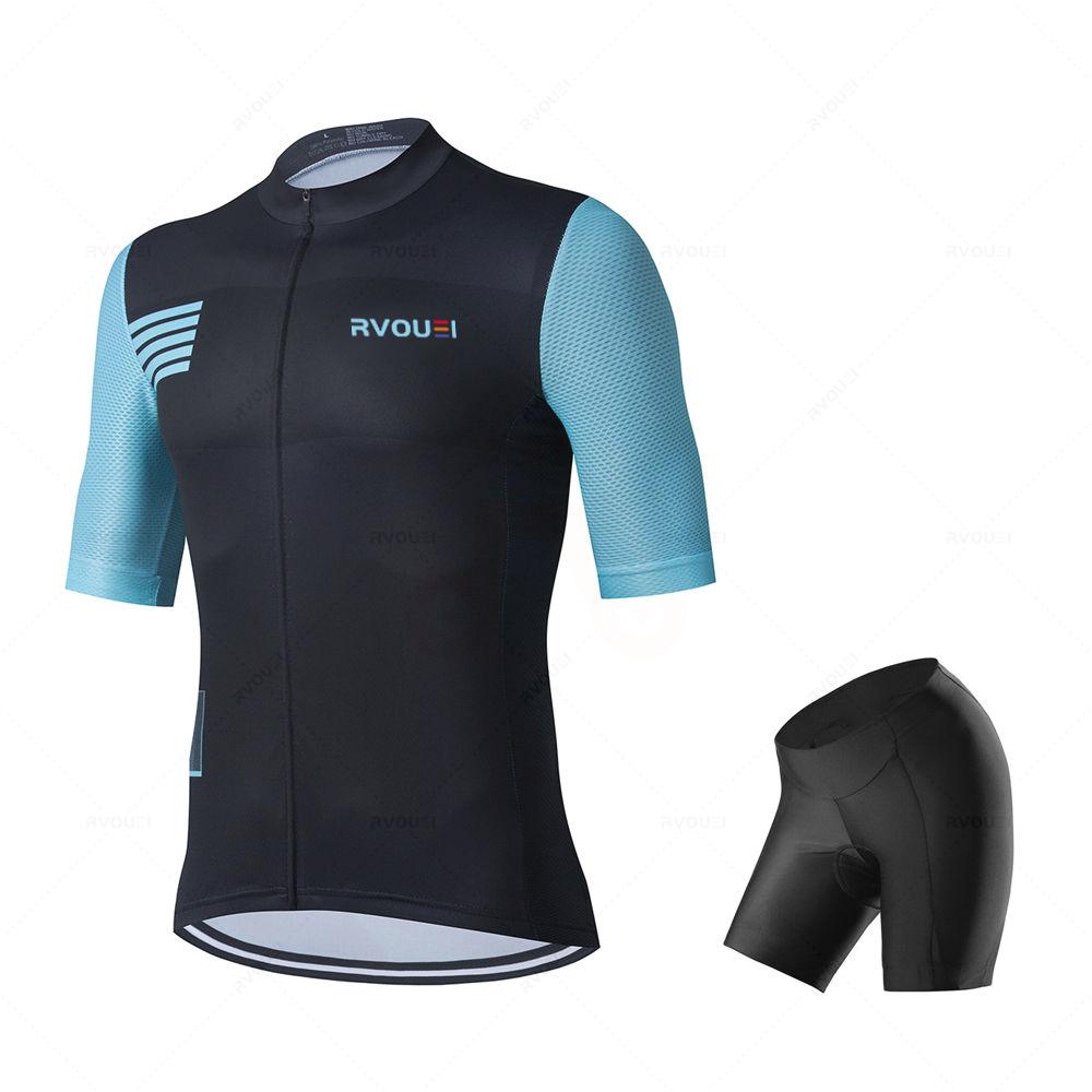 2026 Team Summer Short Sleeve Men Cycling Set Bike Clothing Breathable Anti-UV Bicycle Wear Rvouei Jersey Mallot Ciclismo Hombre
