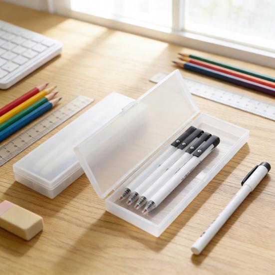 Stationery Box Simple Plastic Pen Storage Case Practical Large Capacity Pen Holder Multifunctional Translucent Pencil Case School Office