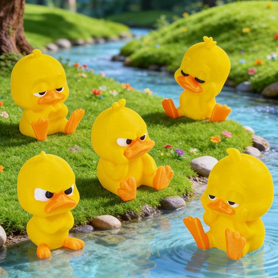 3D-gedruckte kleine gelbe Enten, niedliche gelbe Entenfigur für Schreibtischdekoration, Enten-Miniaturfiguren für Mikrolandschaften, lustige Geschenkideen
